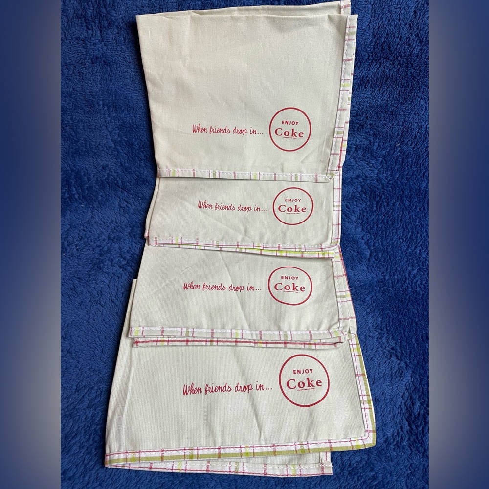The Coca-Cola Company, Coke Cloth Napkins. “When Friends Drop In” (Qty 4)
